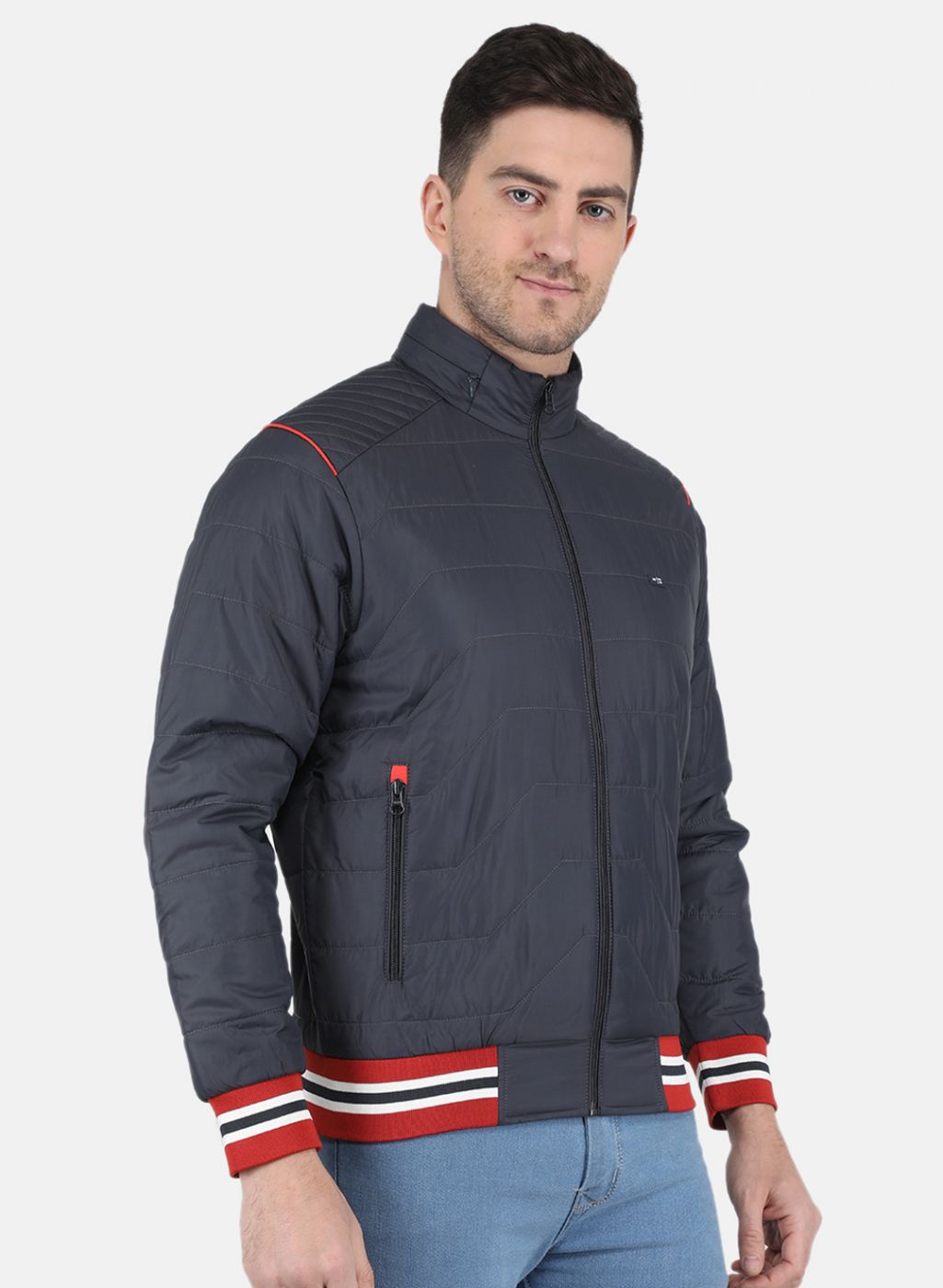 Men NAvy Blue Solid Jacket