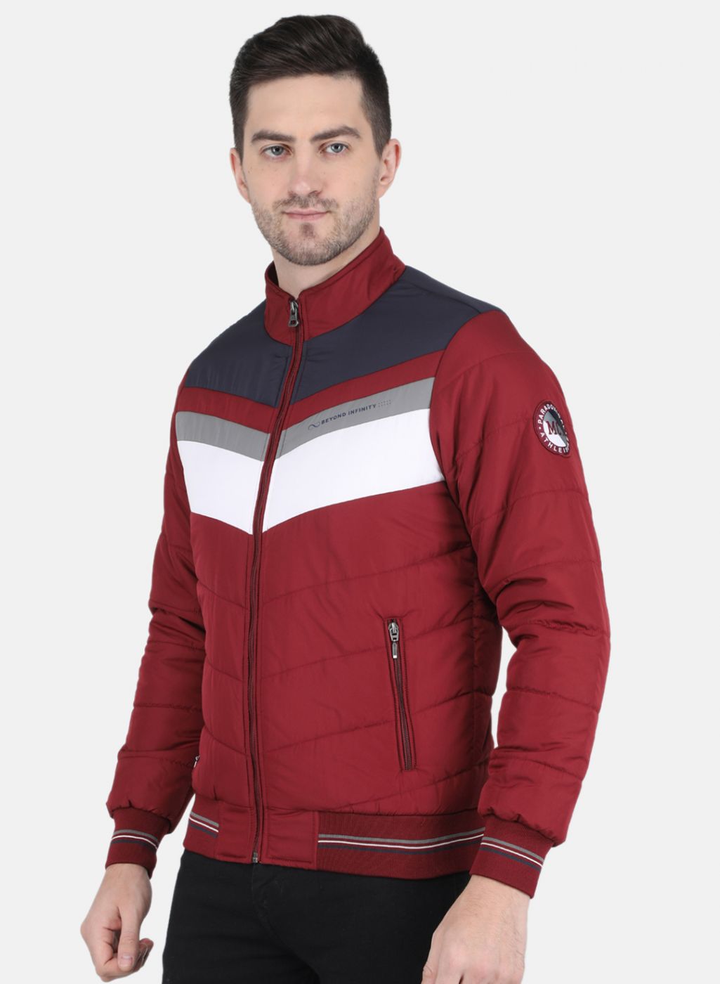 Men Maroon Solid Jacket