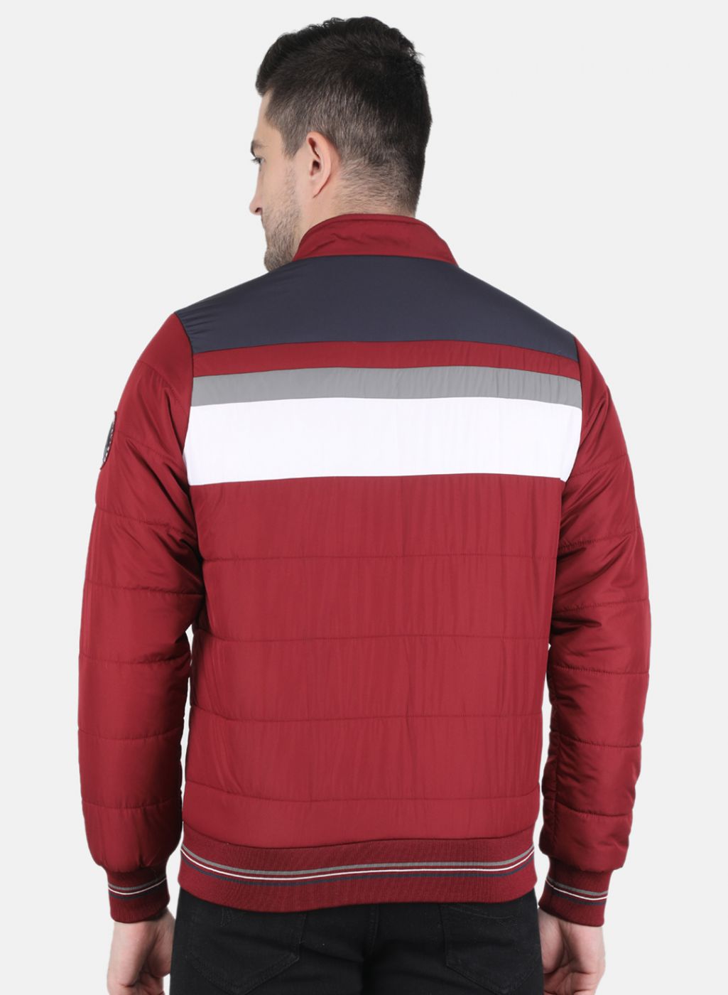 Men Maroon Solid Jacket