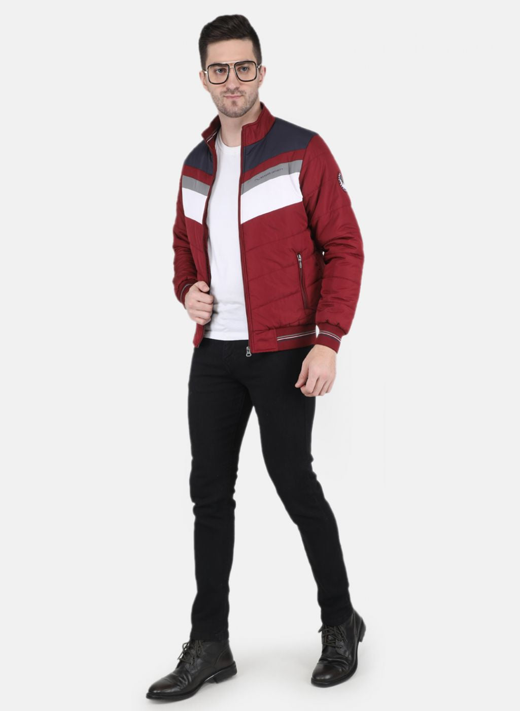 Men Maroon Solid Jacket