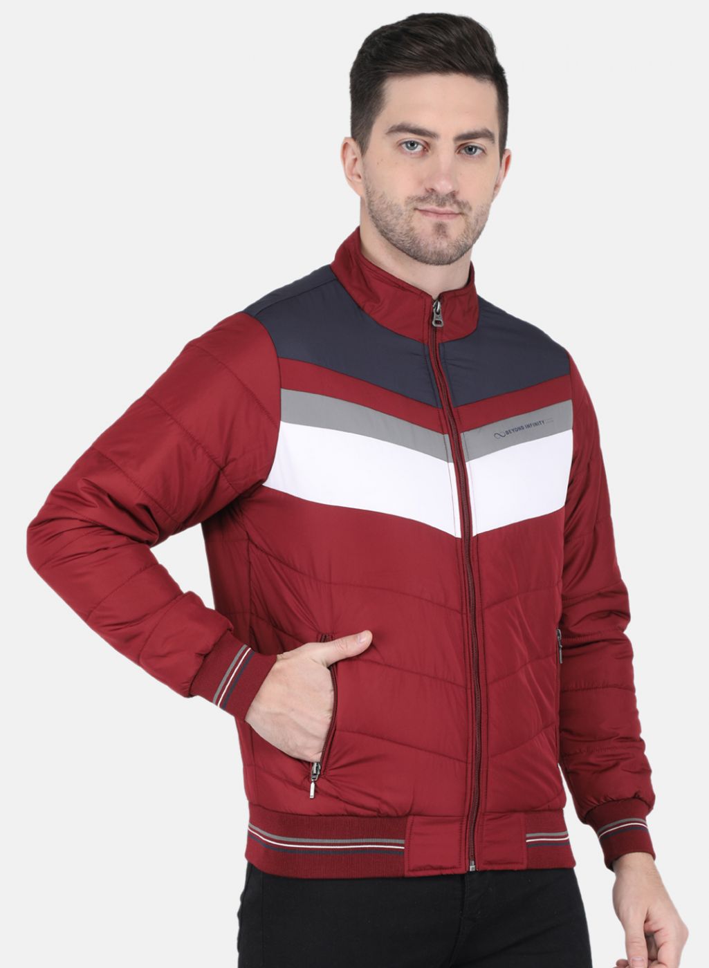 Men Maroon Solid Jacket