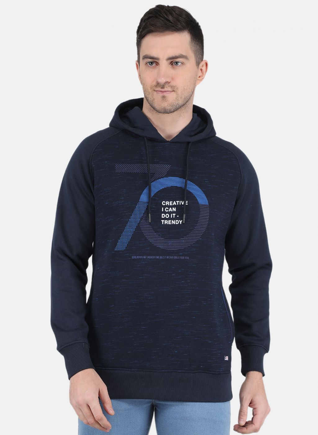 Men NAvy Blue Solid Sweatshirt