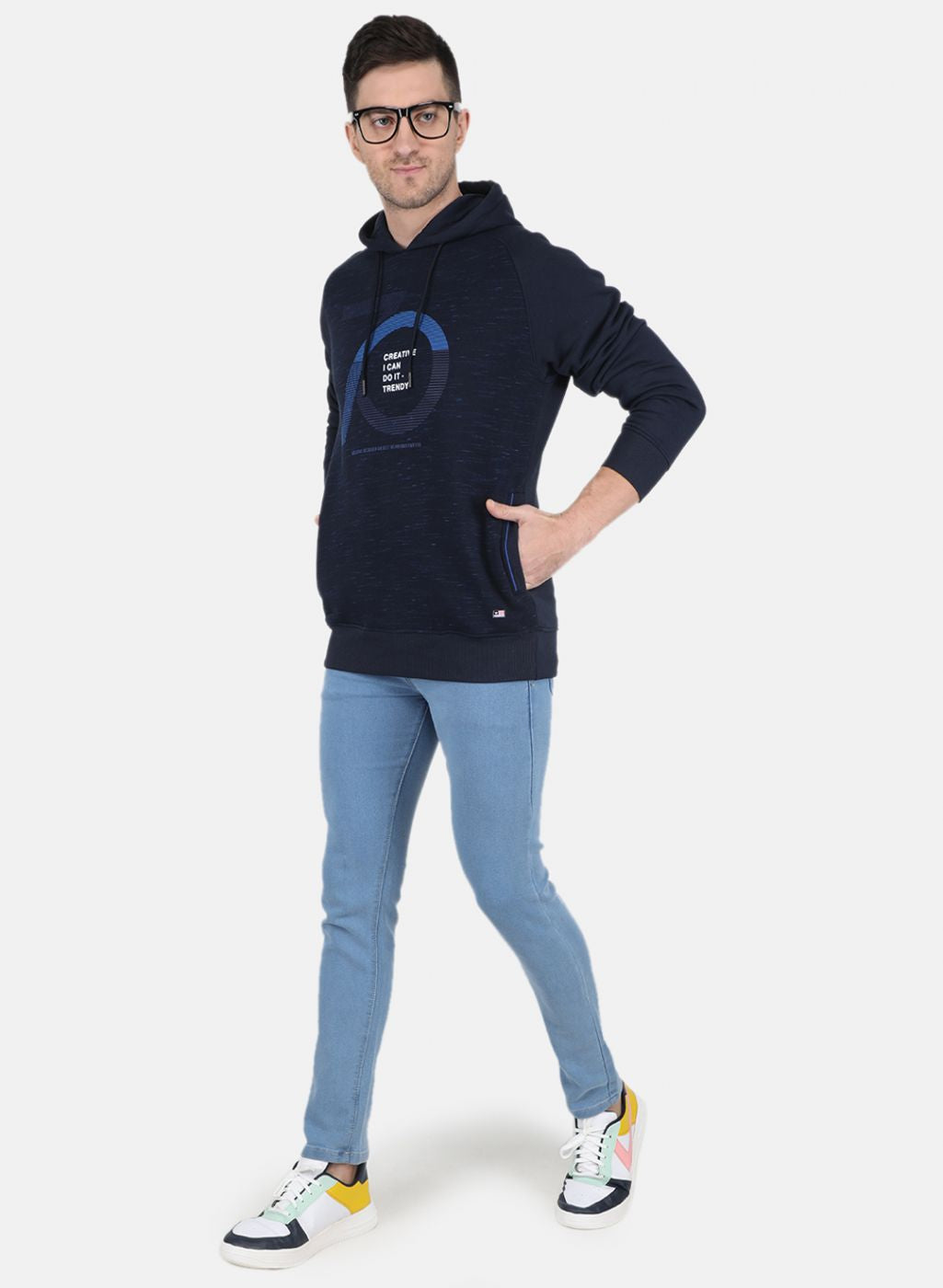 Men NAvy Blue Solid Sweatshirt