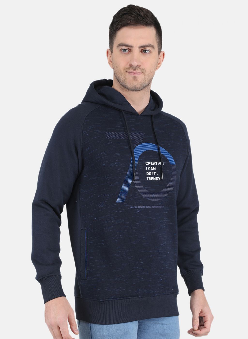 Men NAvy Blue Solid Sweatshirt