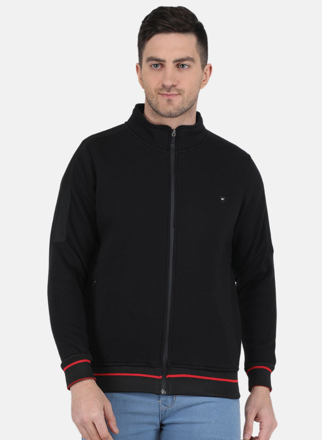 Men Black Solid Sweatshirt