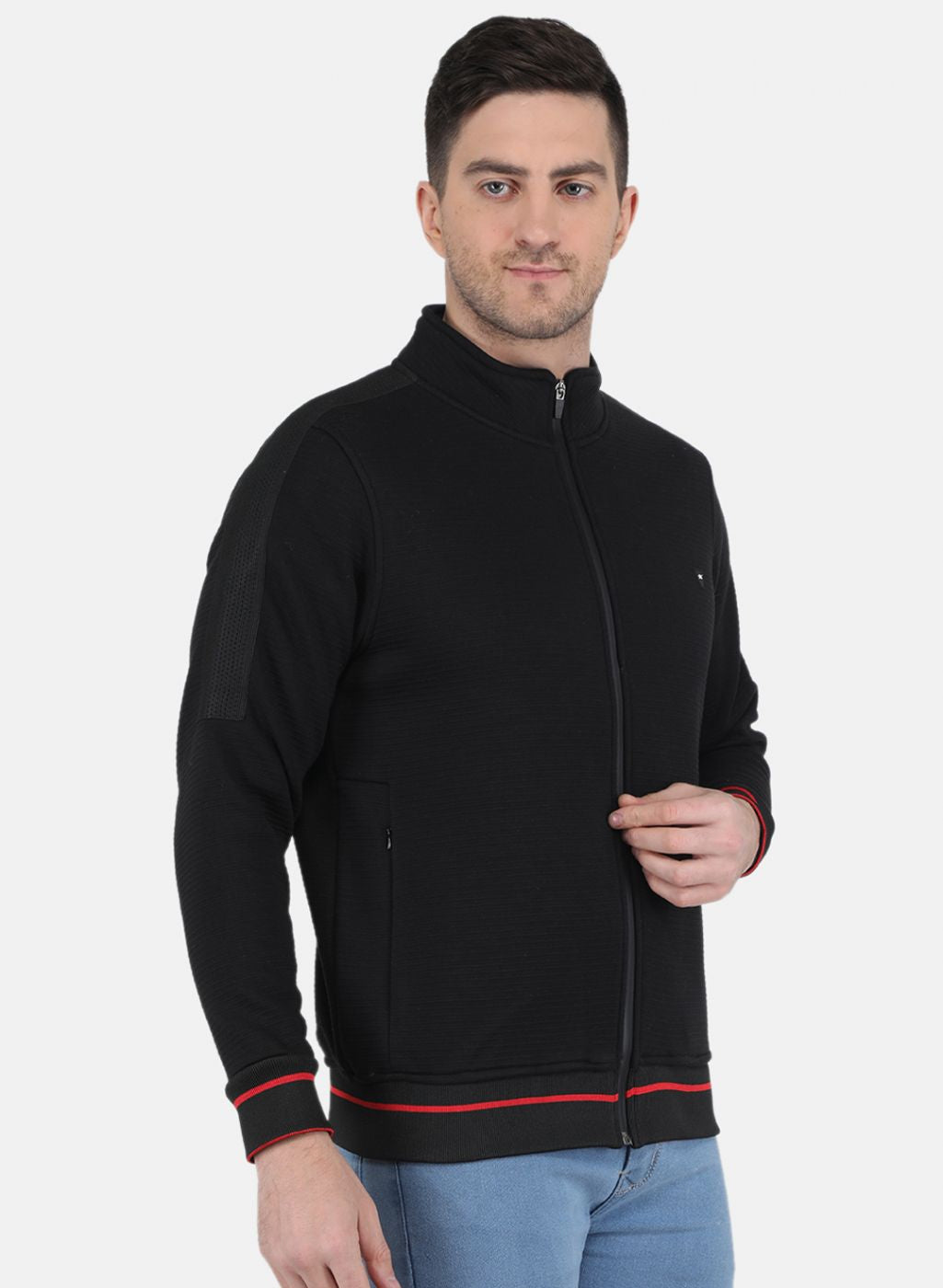 Men Black Solid Sweatshirt