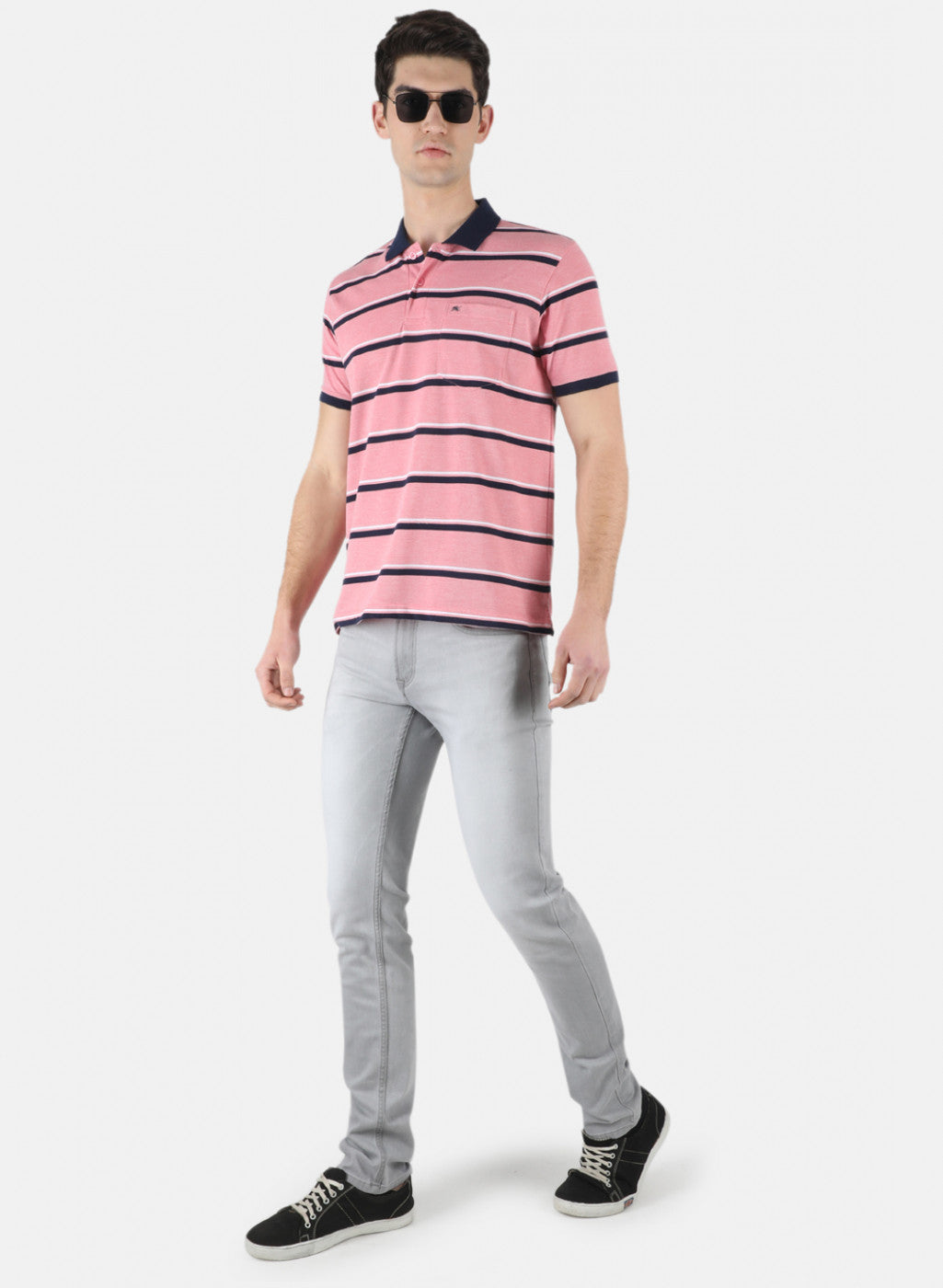 Men Pink Stripe T-Shirt