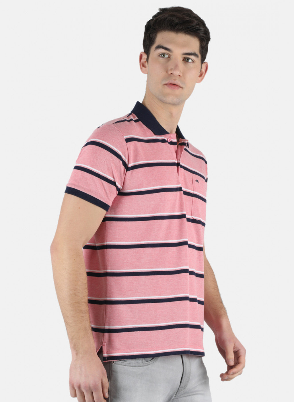 Men Pink Stripe T-Shirt