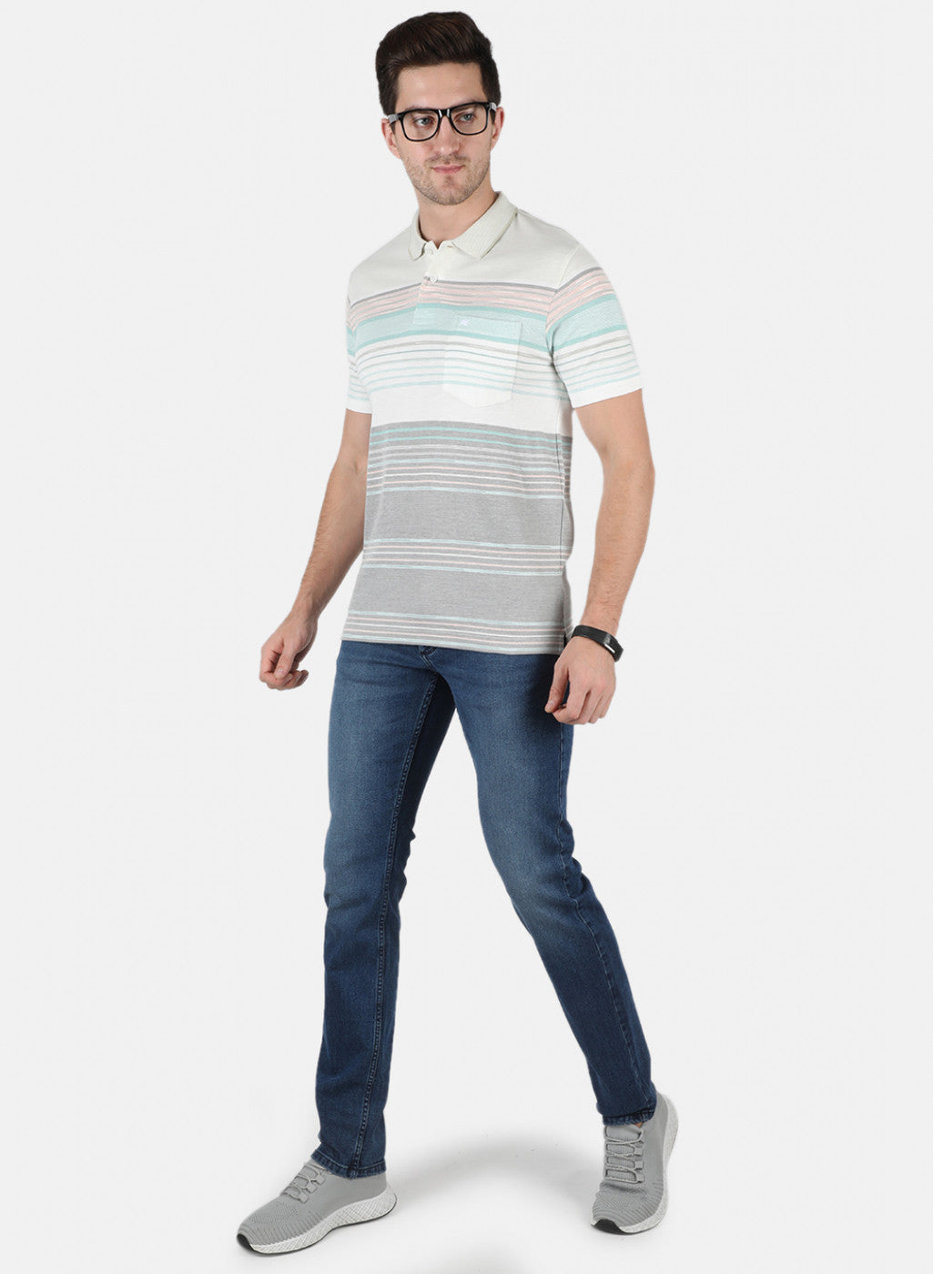 Men Blue Stripe T-Shirt