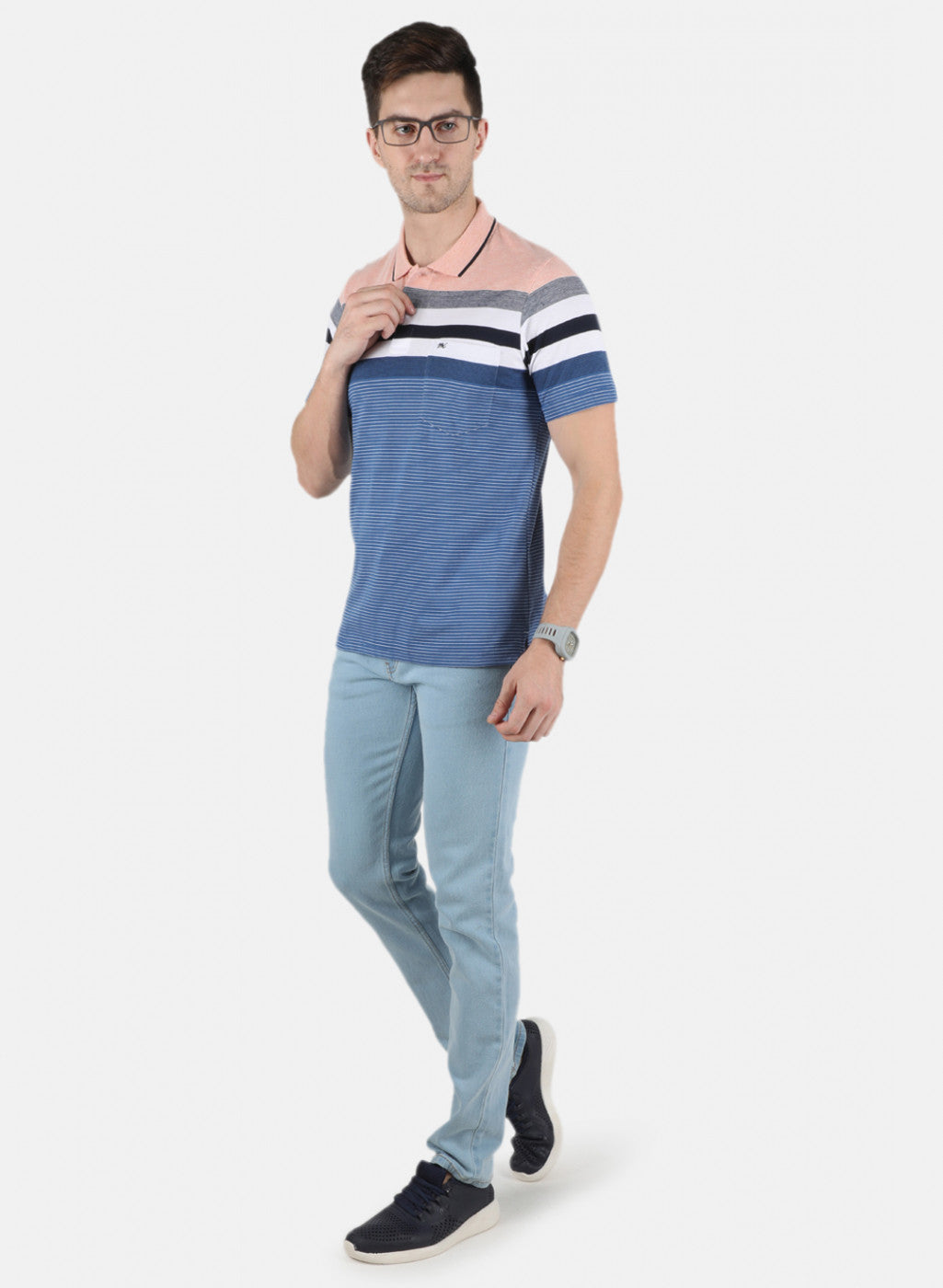 Men Pink Stripe T-Shirt