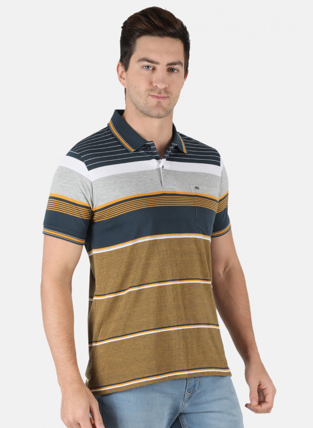 Men Mustard Stripe T-Shirt