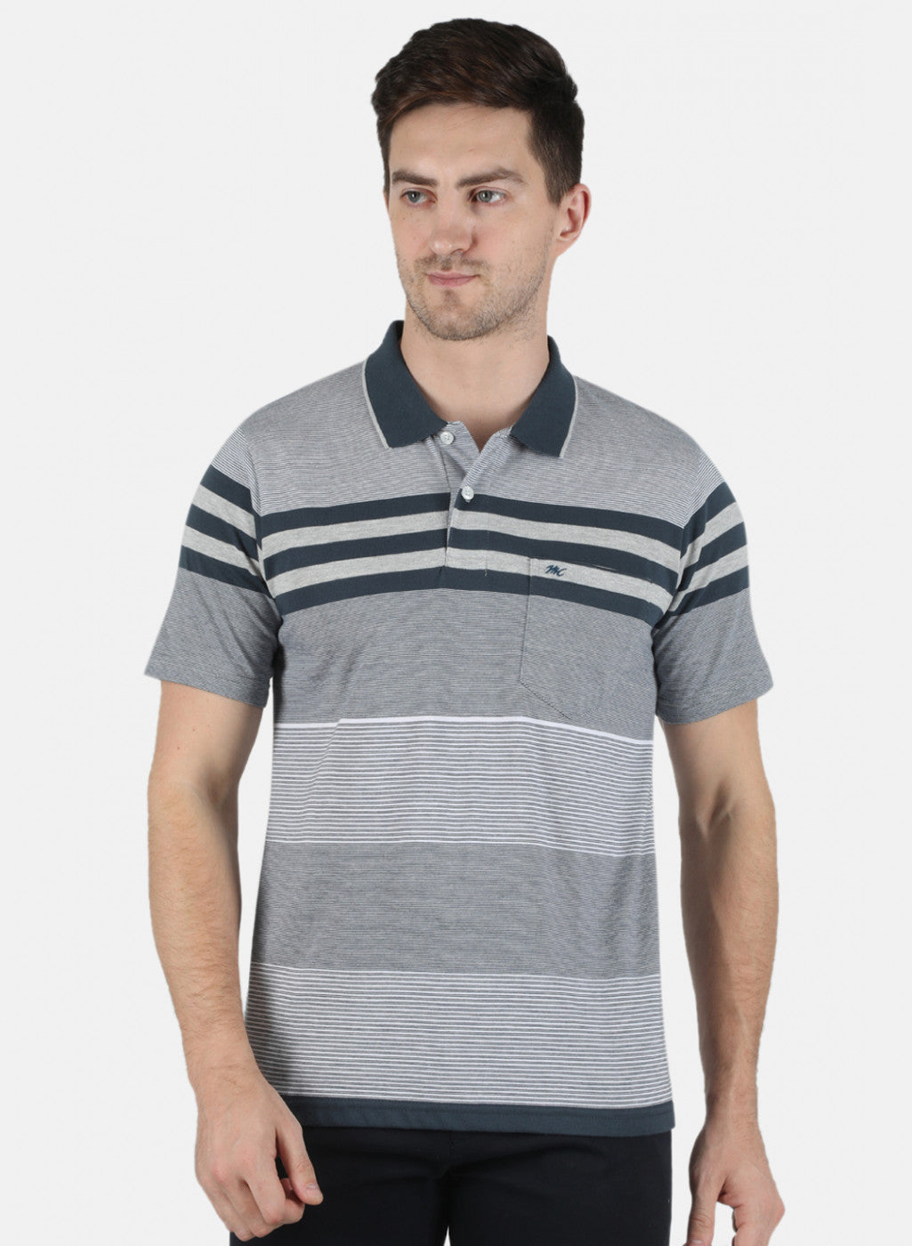 Men NAvy Blue Stripe T-Shirt