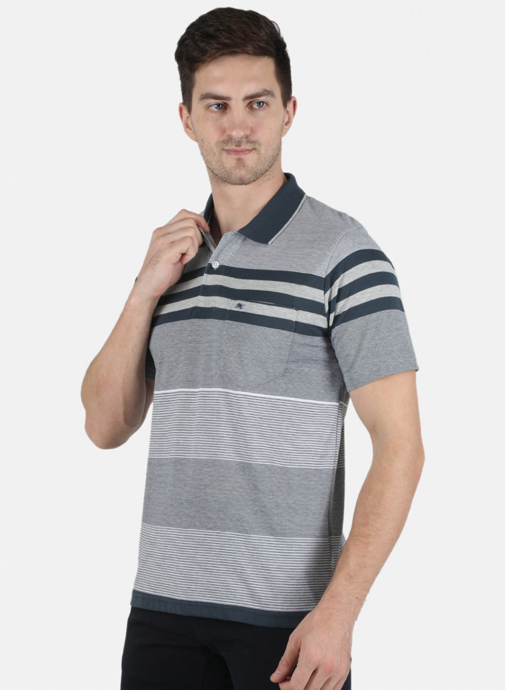 Men NAvy Blue Stripe T-Shirt
