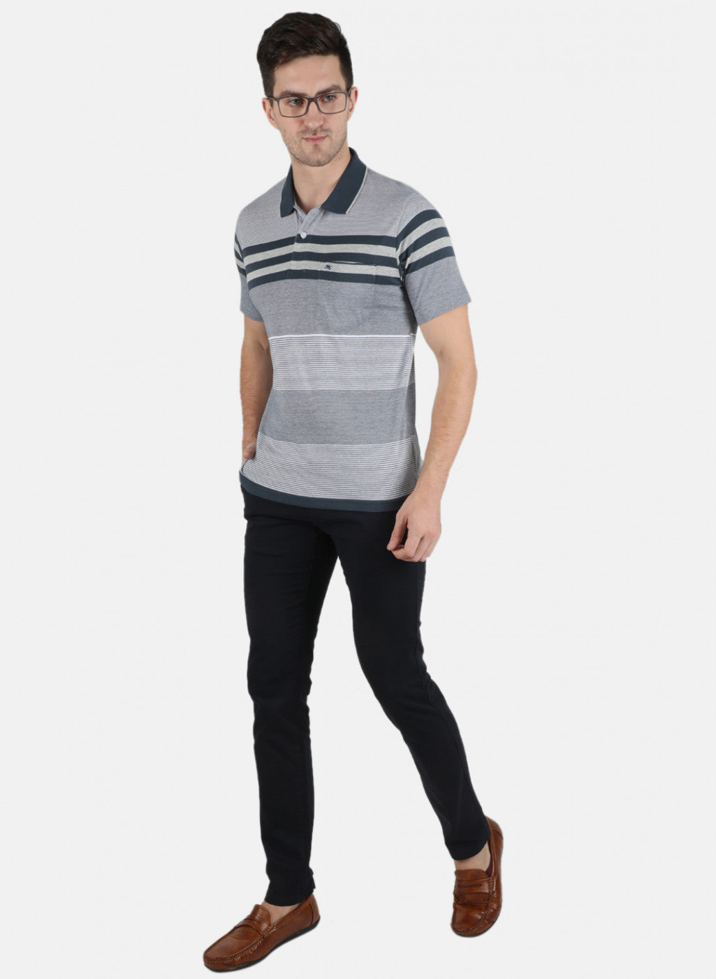 Men NAvy Blue Stripe T-Shirt