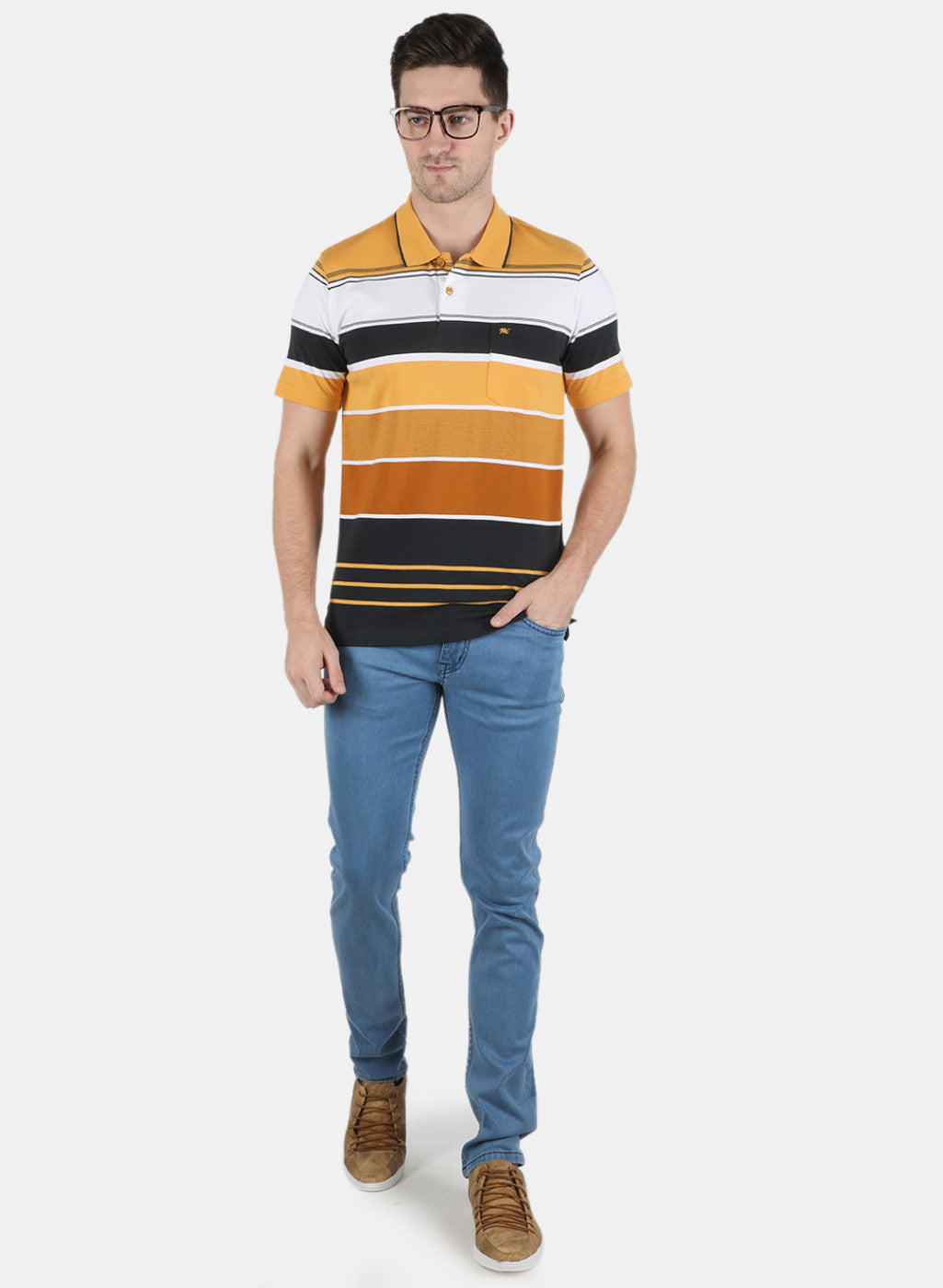 Men Yellow Stripe T-Shirt