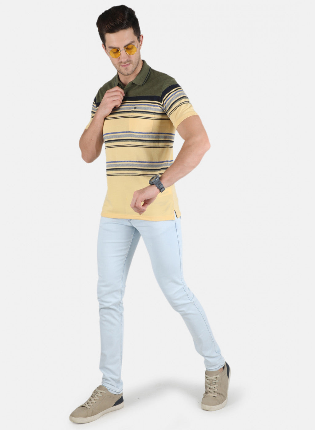 Men Yellow Stripe T-Shirt