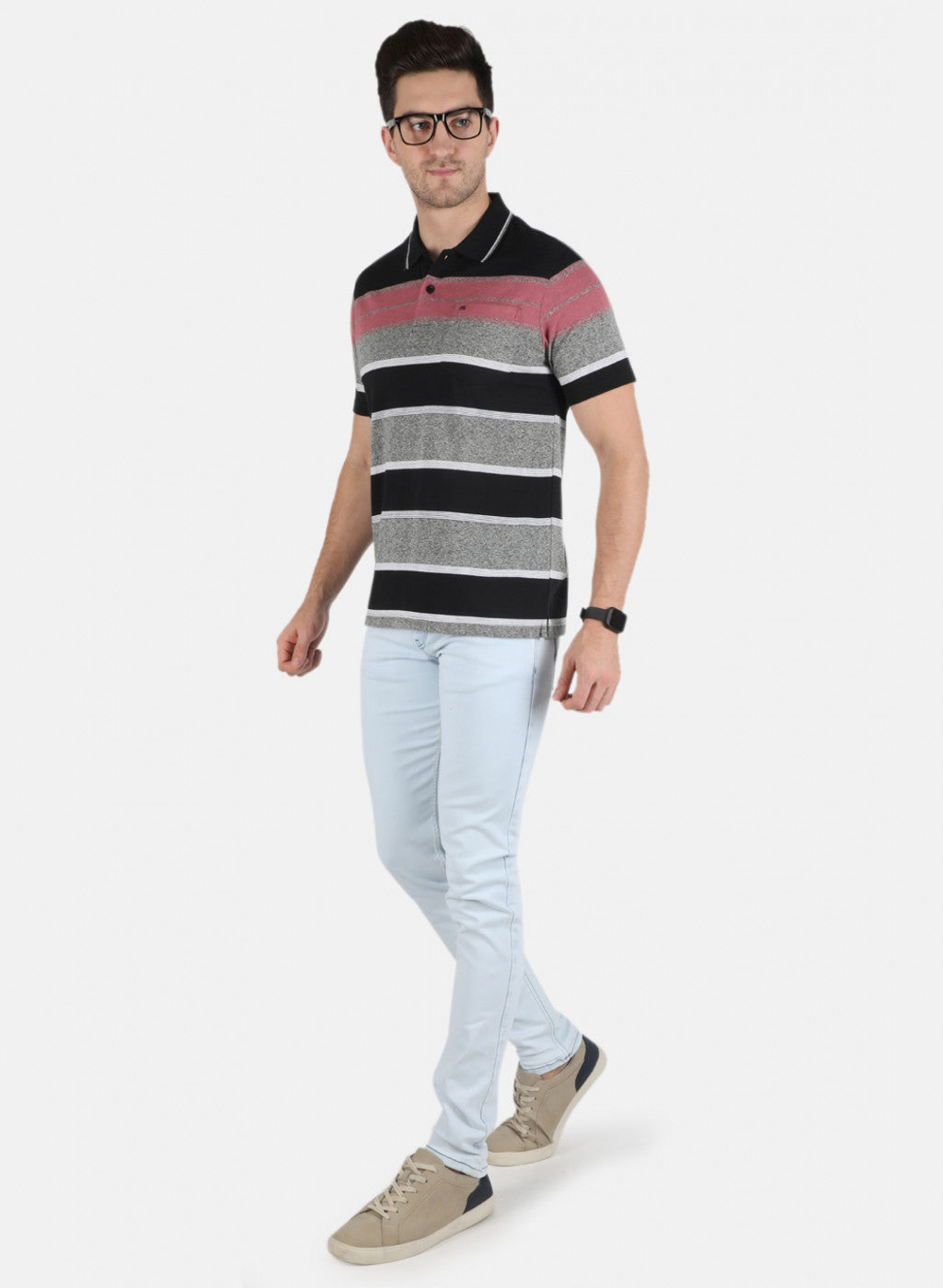 Men Black Stripe T-Shirt
