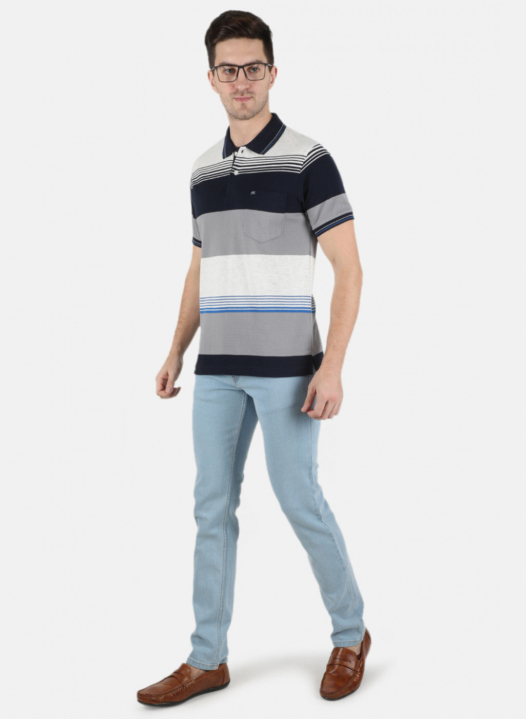 Men Blue Stripe T-Shirt