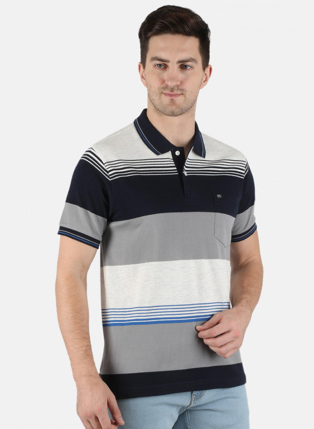 Men Blue Stripe T-Shirt