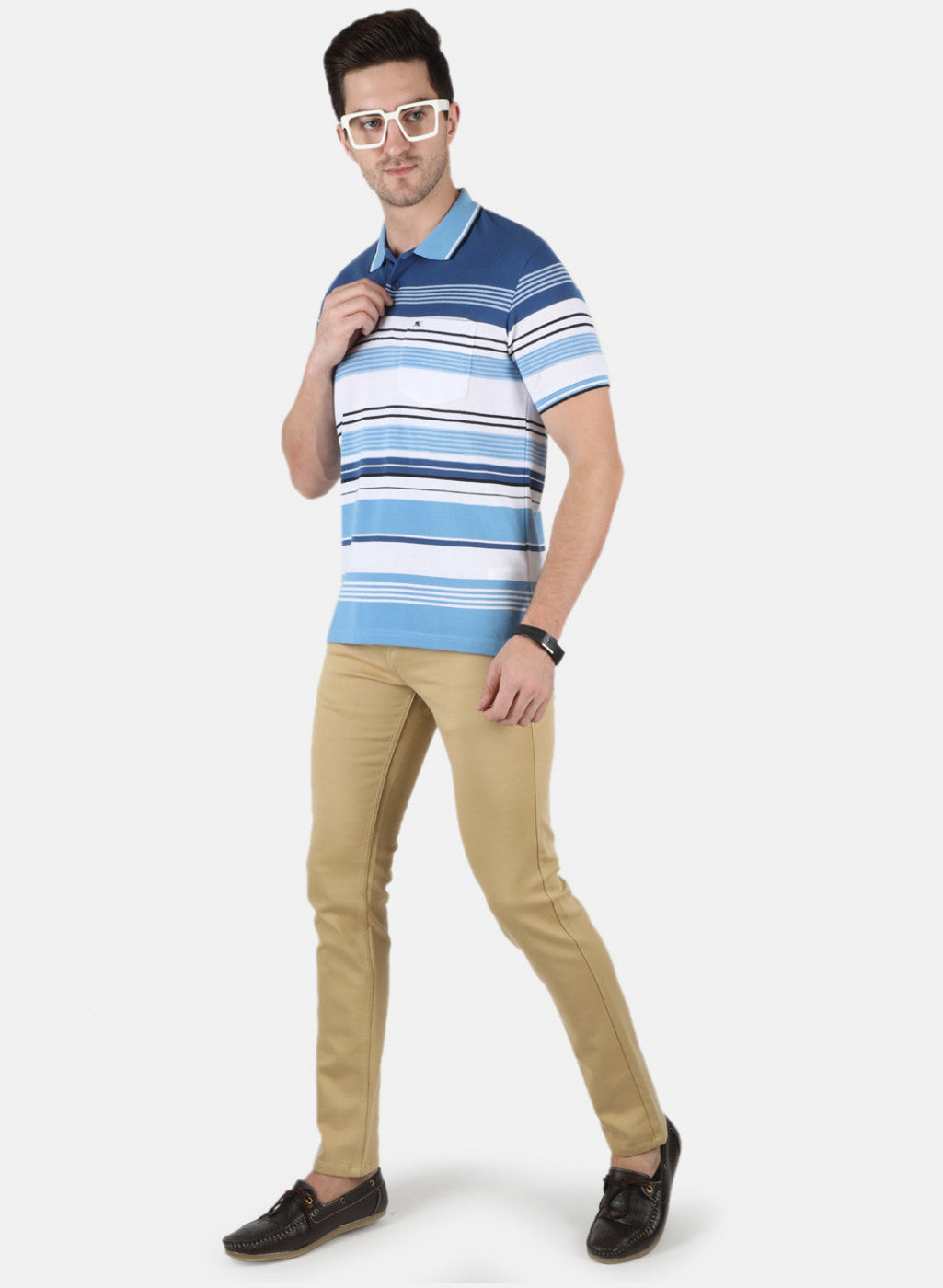 Men Blue Stripe T-Shirt
