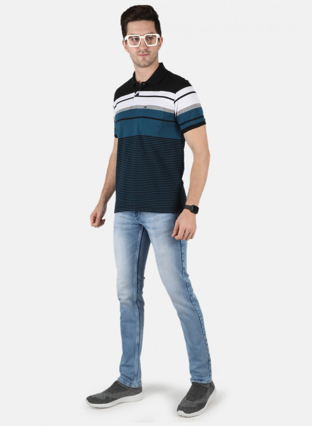 Men Blue Stripe T-Shirt