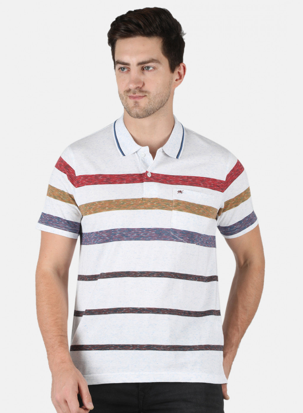 Men White Stripe T-Shirt