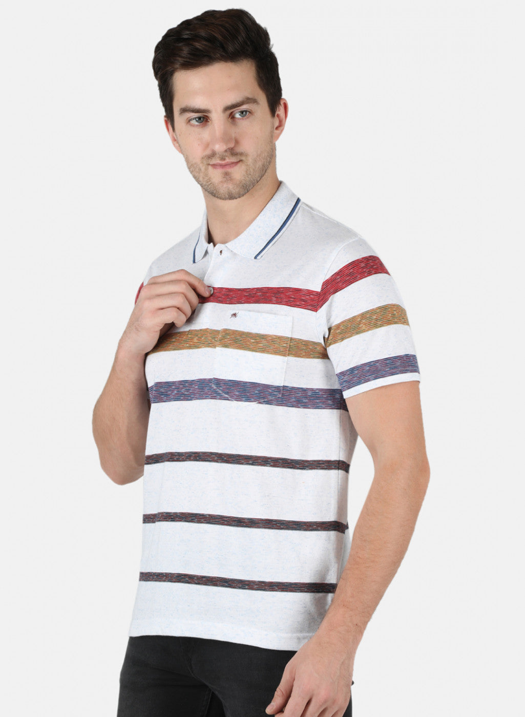 Men White Stripe T-Shirt