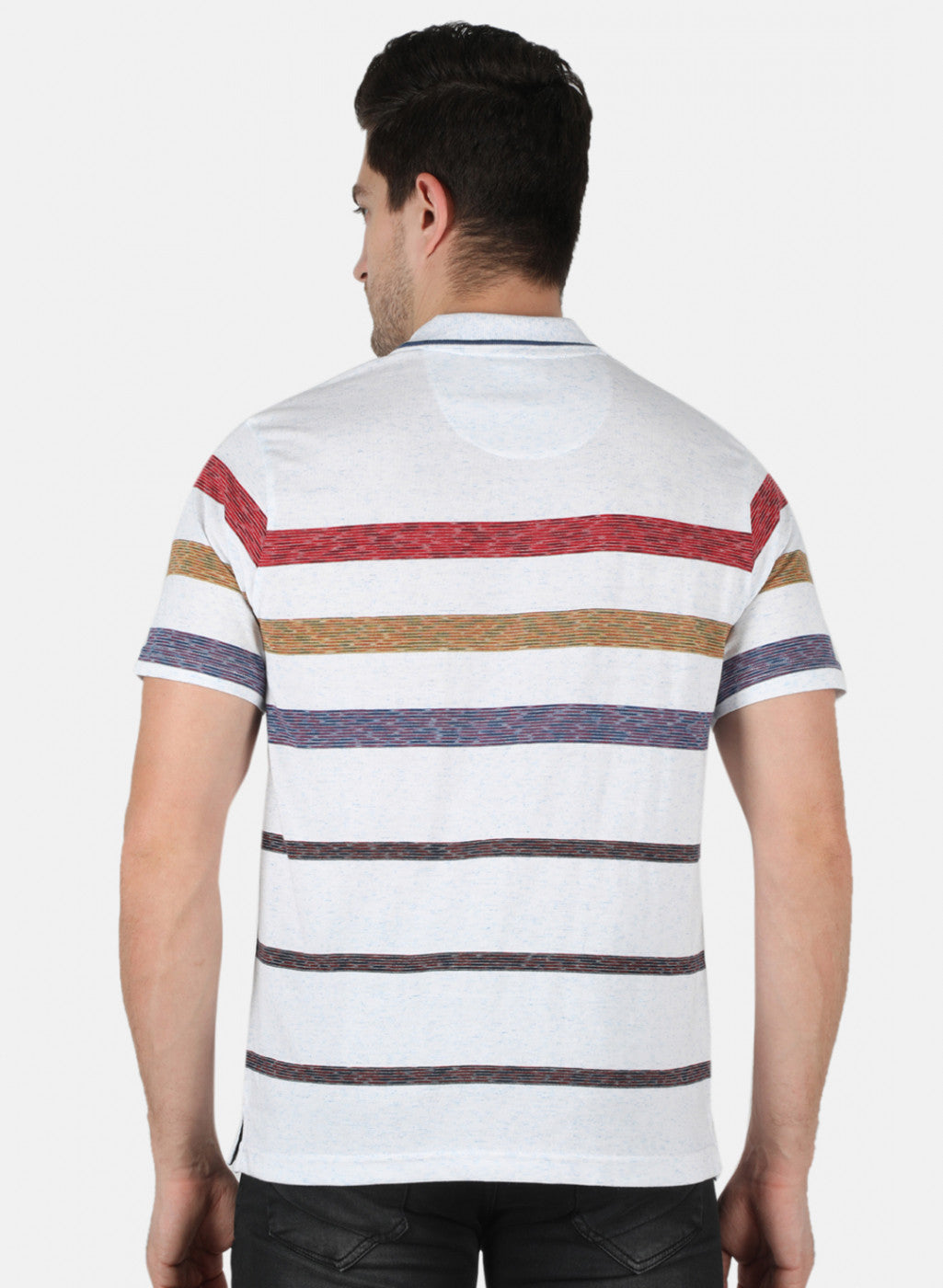 Men White Stripe T-Shirt