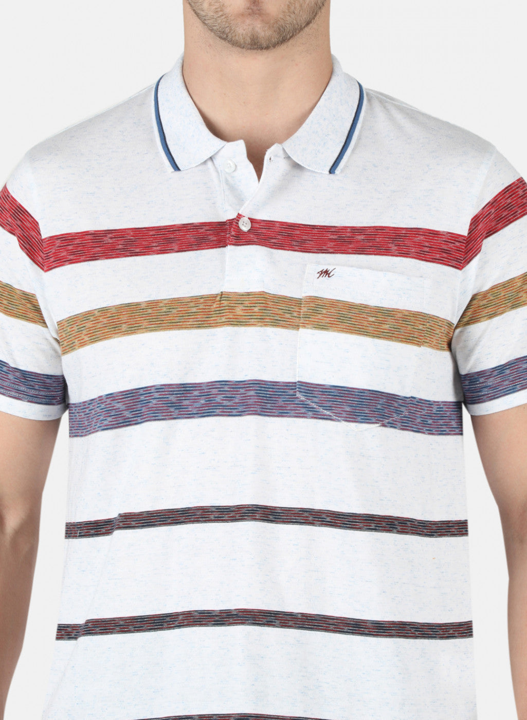 Men White Stripe T-Shirt