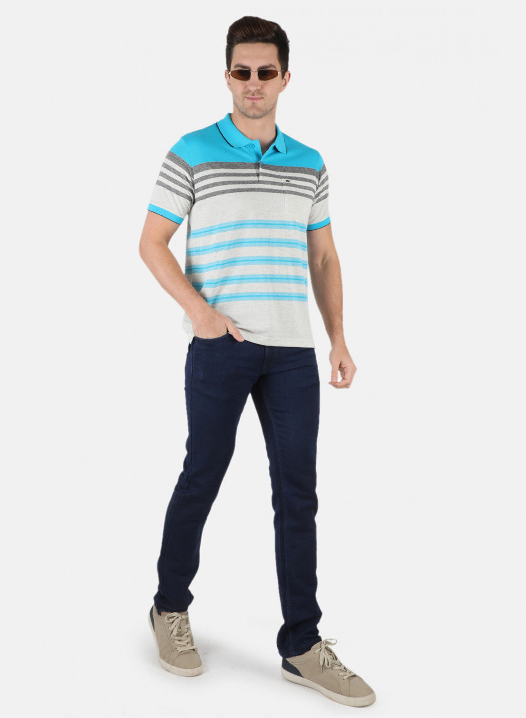 Men Blue Stripe T-Shirt