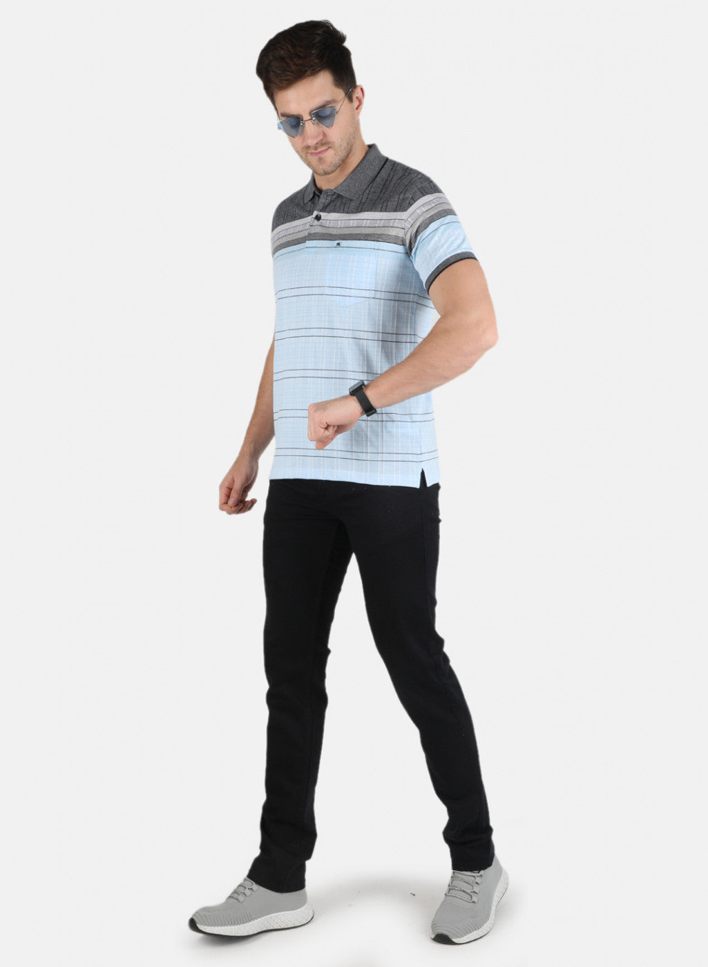 Men Blue Stripe T-Shirt