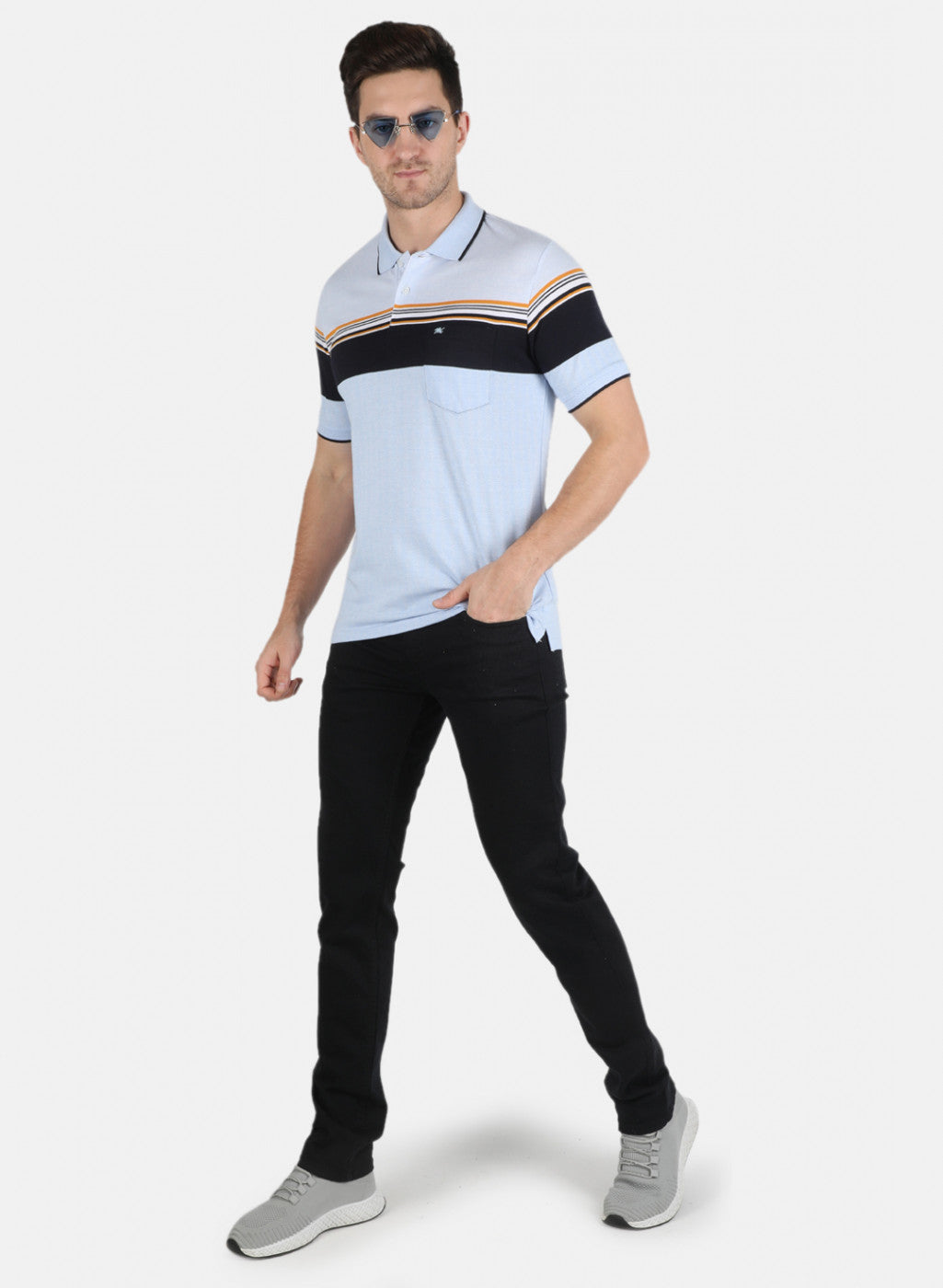 Men Blue Stripe T-Shirt