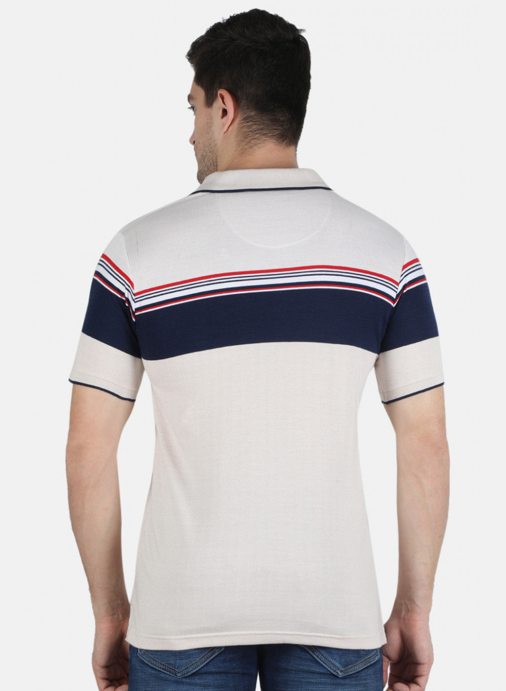 Men Beige Stripe T-Shirt