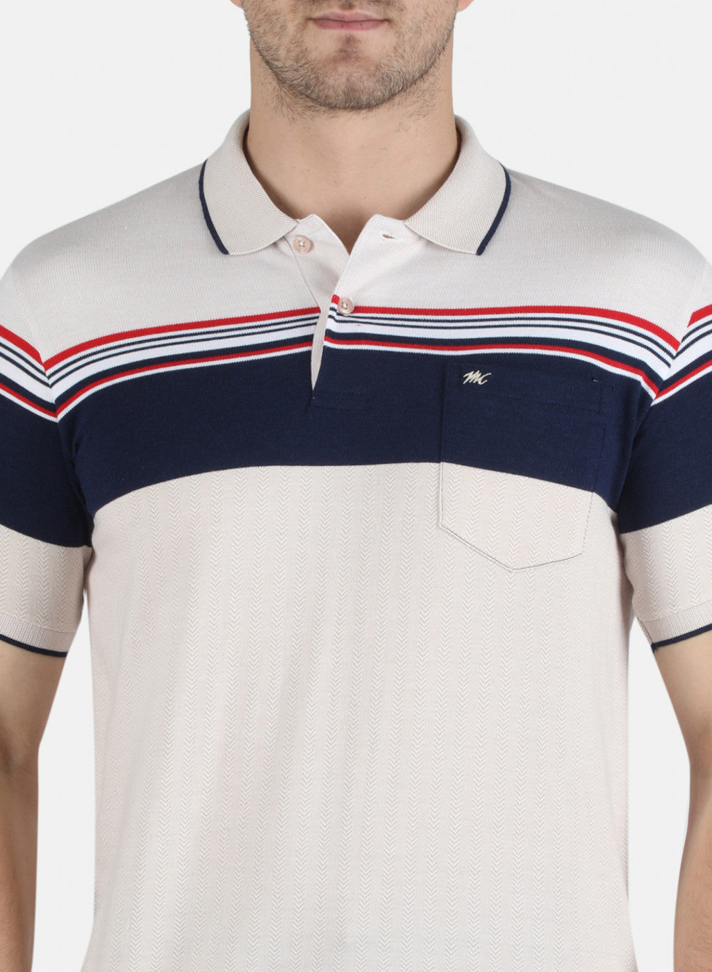 Men Beige Stripe T-Shirt