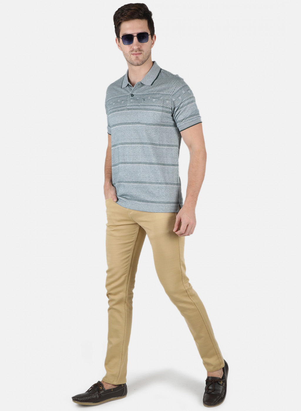 Men Green Stripe T-Shirt