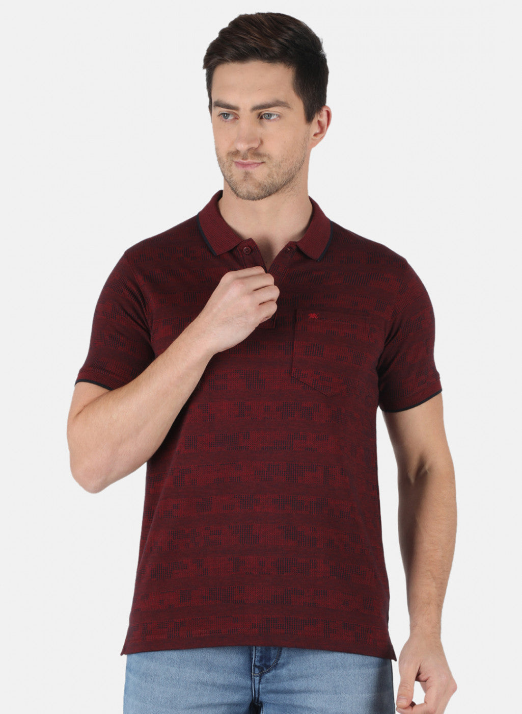 Men Maroon Stripe T-Shirt
