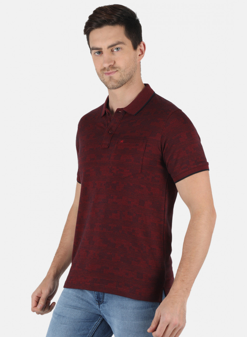 Men Maroon Stripe T-Shirt