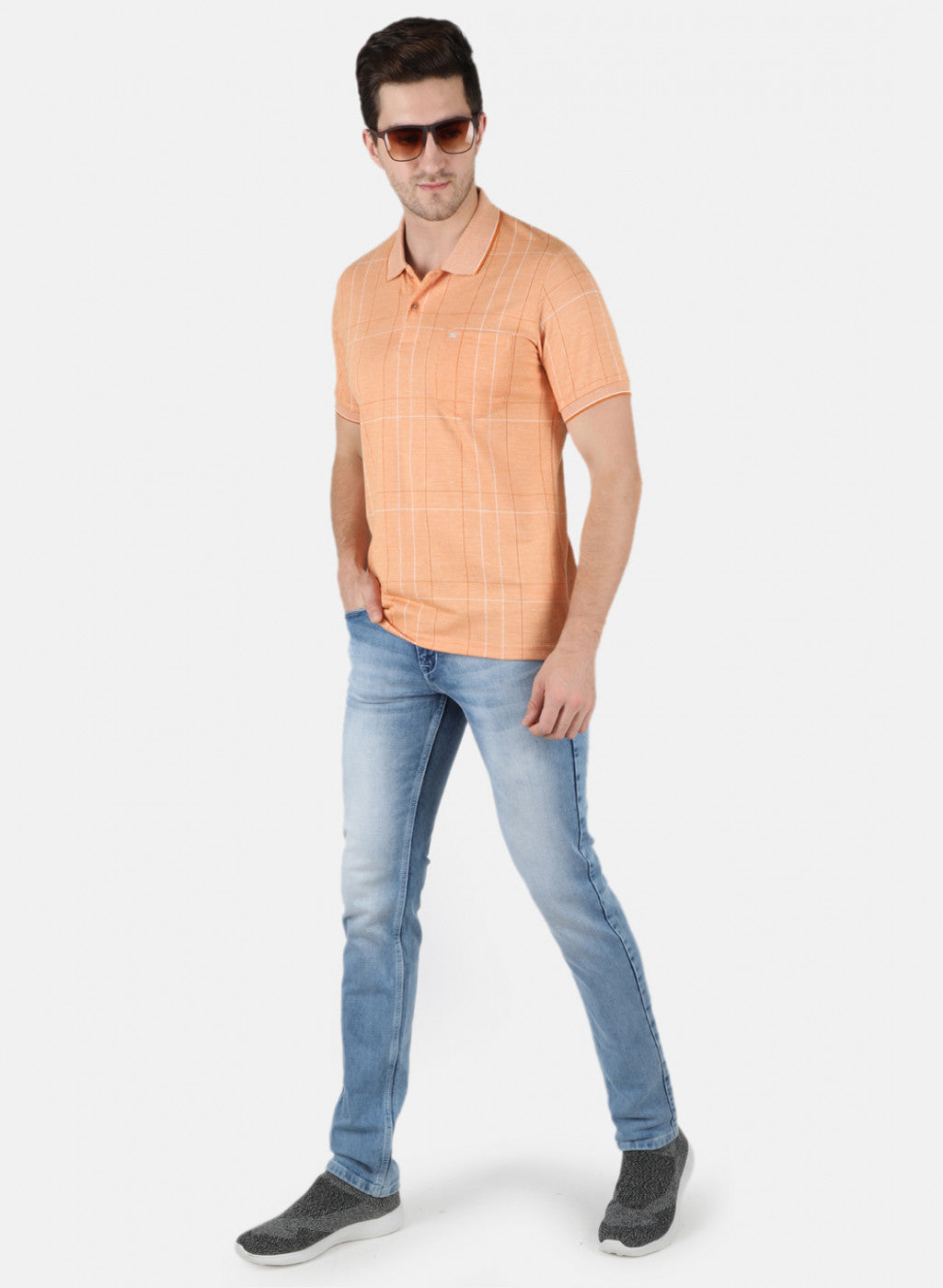Men Orange Stripe T-Shirt