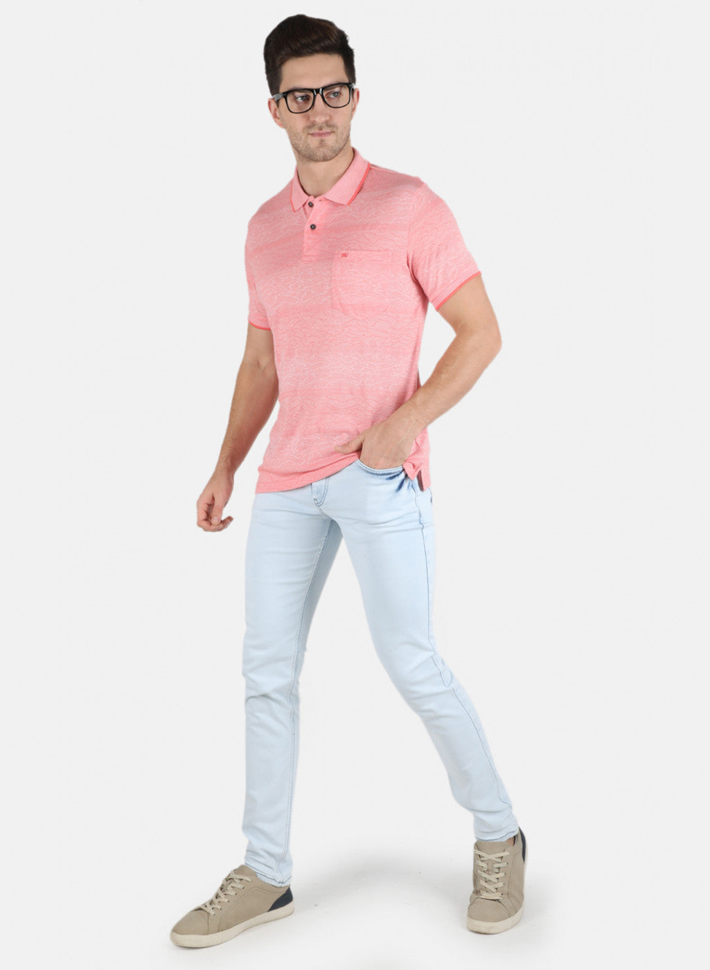 Men Orange Stripe T-Shirt