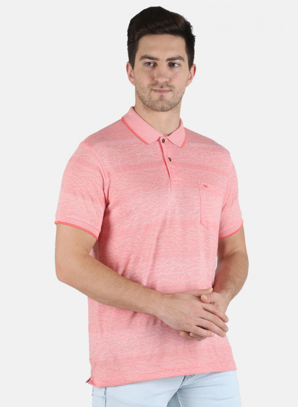 Men Orange Stripe T-Shirt