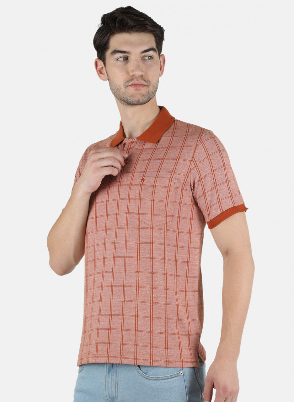 Men Orange Stripe T-Shirt