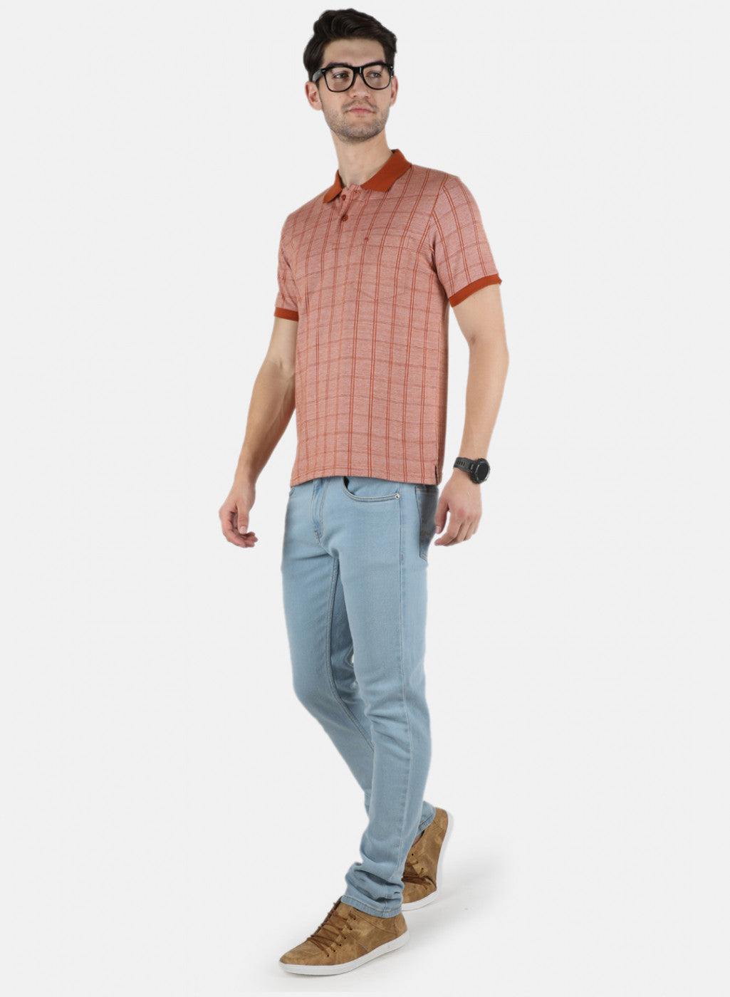 Men Orange Stripe T-Shirt