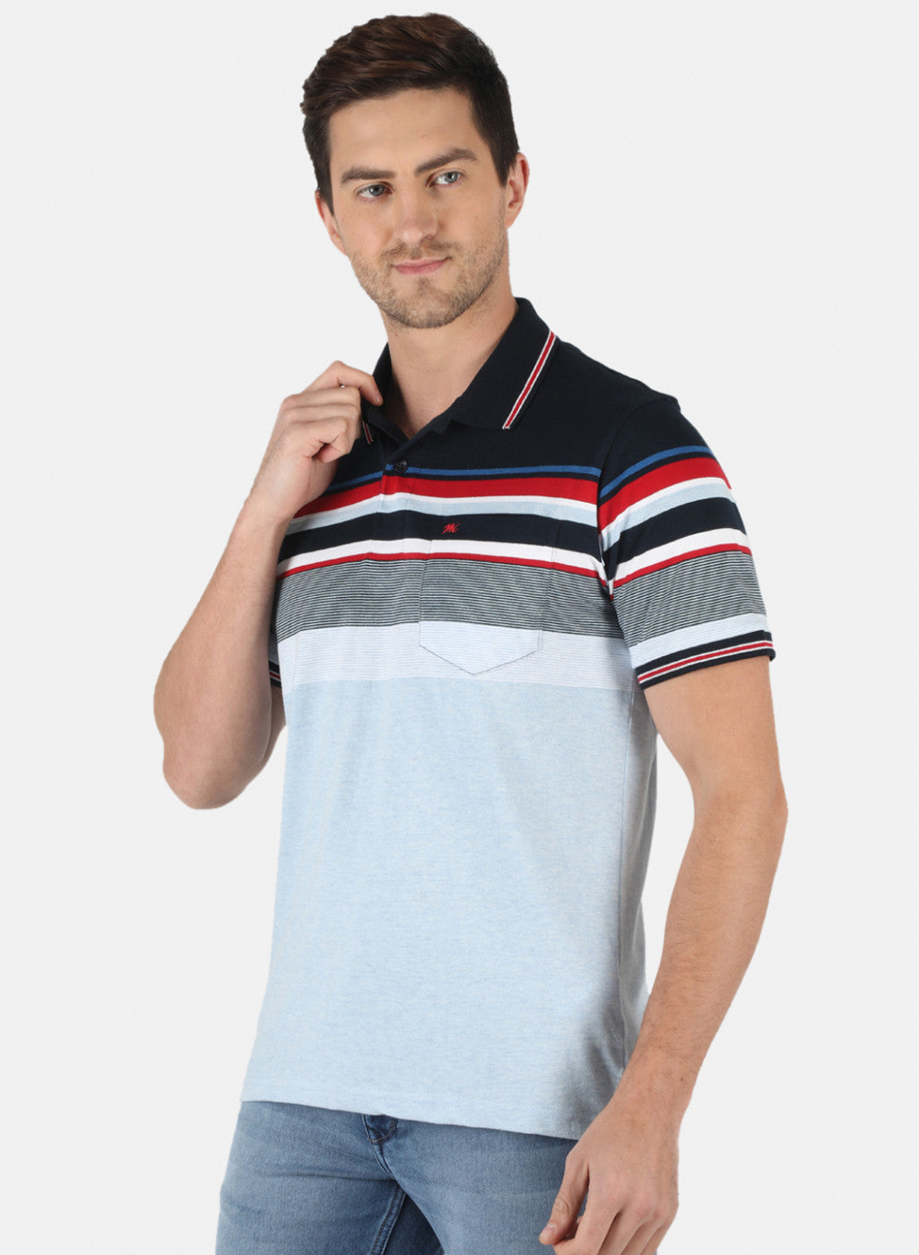 Men NAvy Blue Stripe T-Shirt