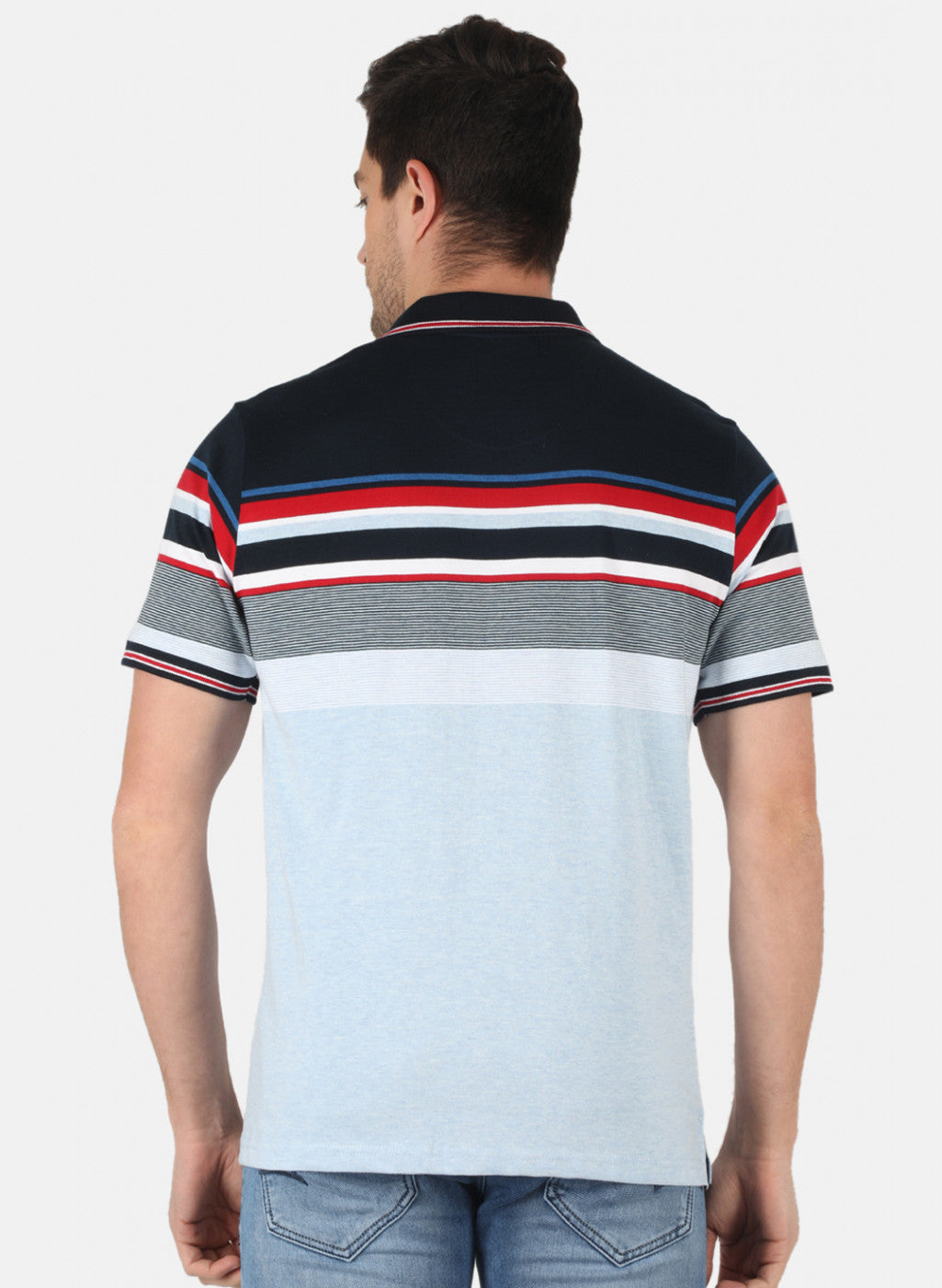 Men NAvy Blue Stripe T-Shirt