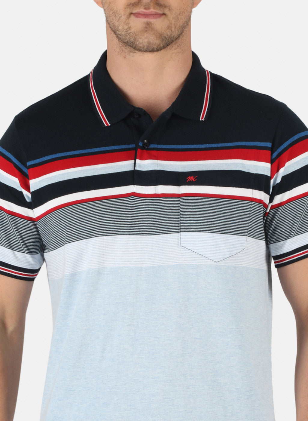 Men NAvy Blue Stripe T-Shirt