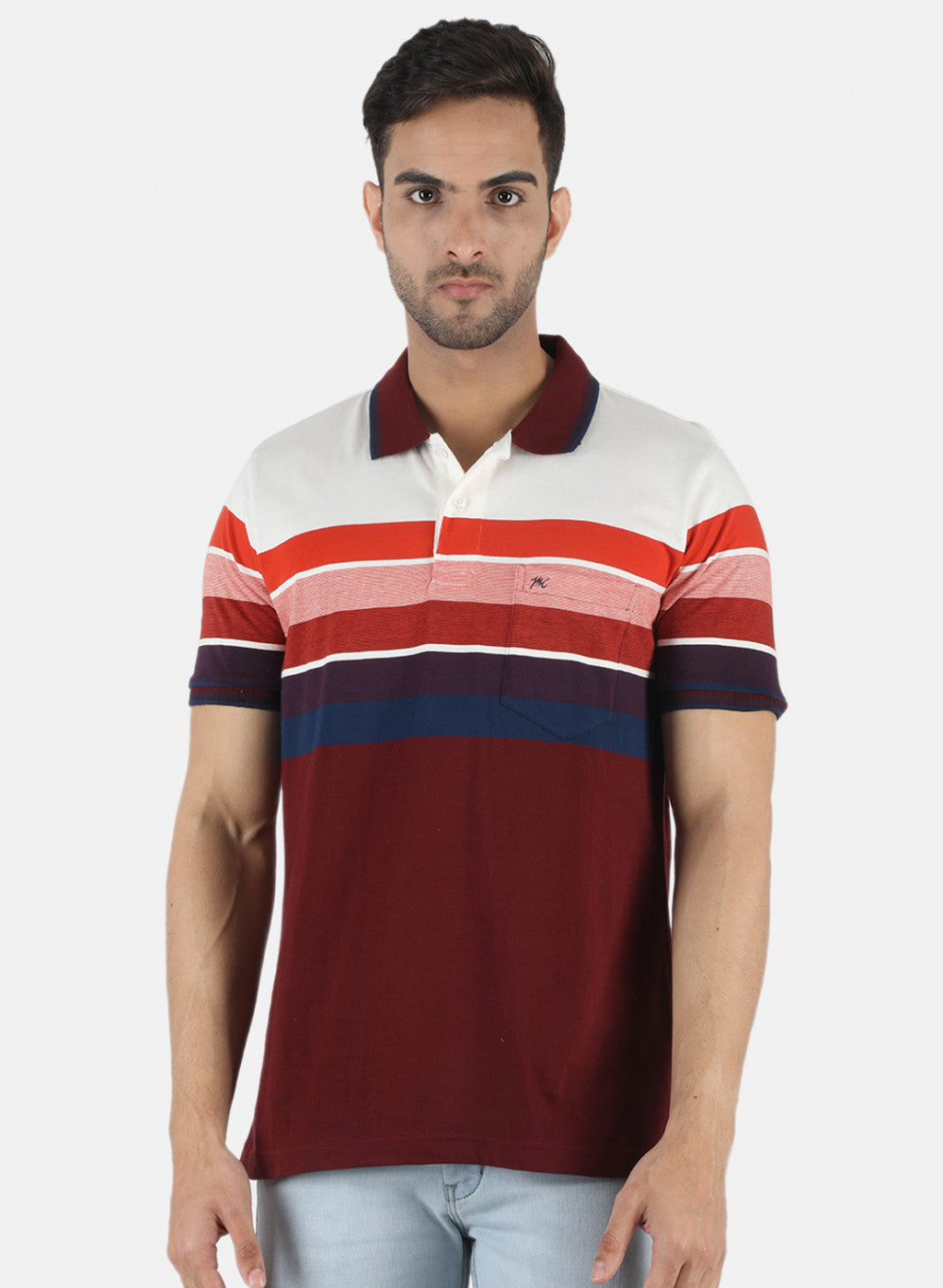 Men Orange Stripe T-Shirt