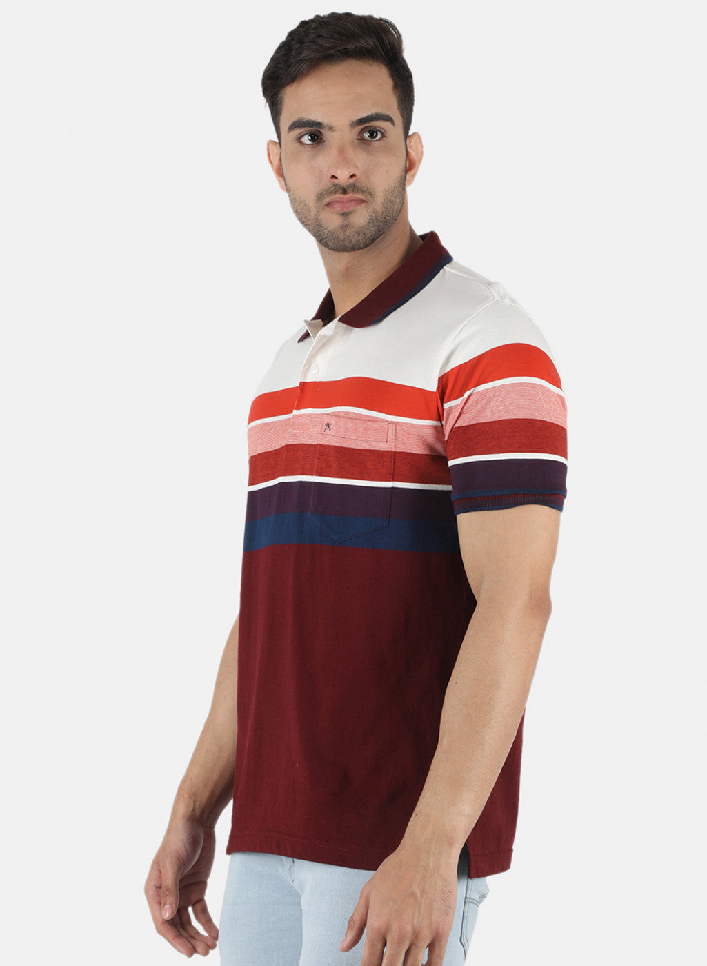 Men Orange Stripe T-Shirt