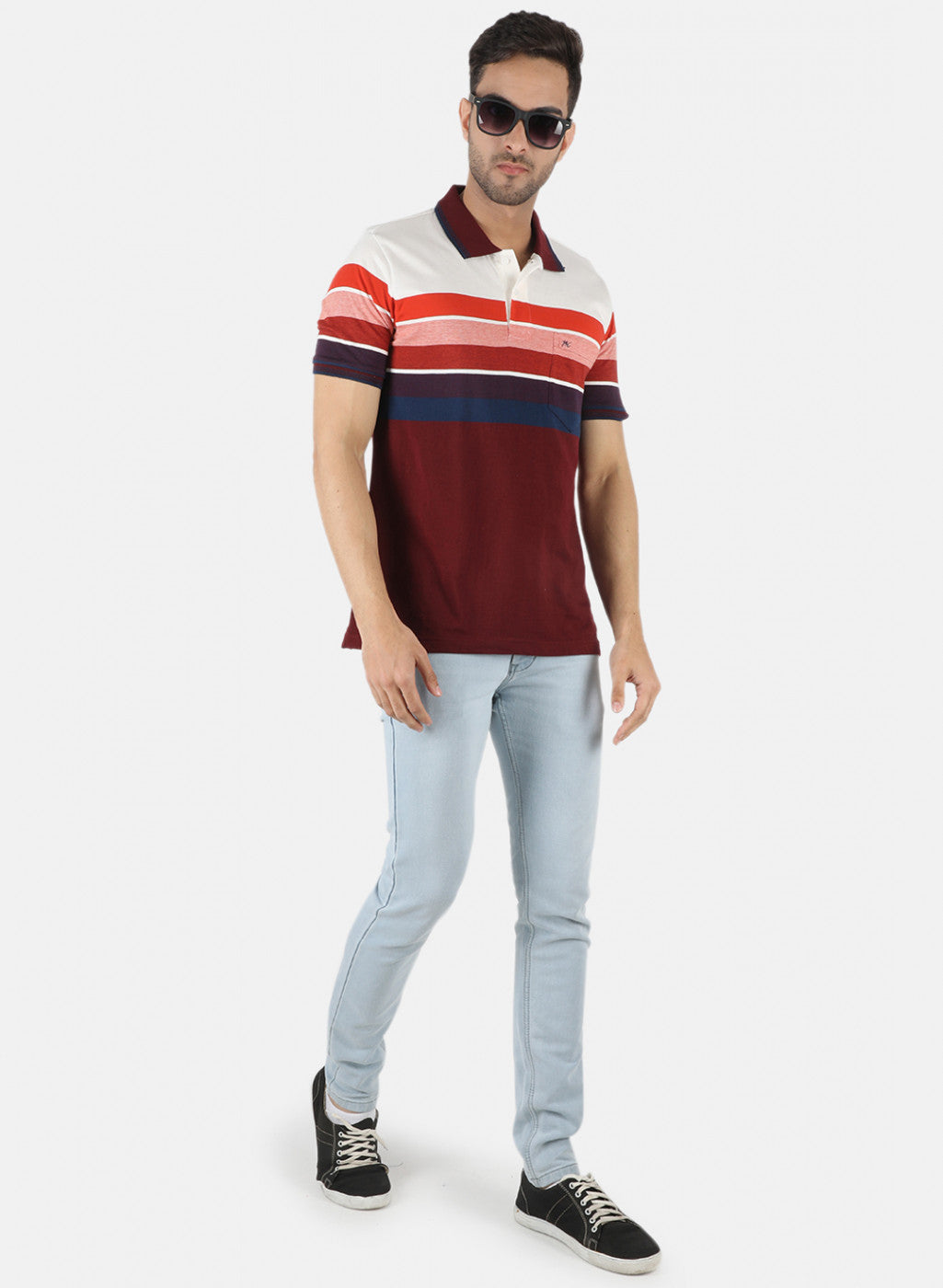 Men Orange Stripe T-Shirt