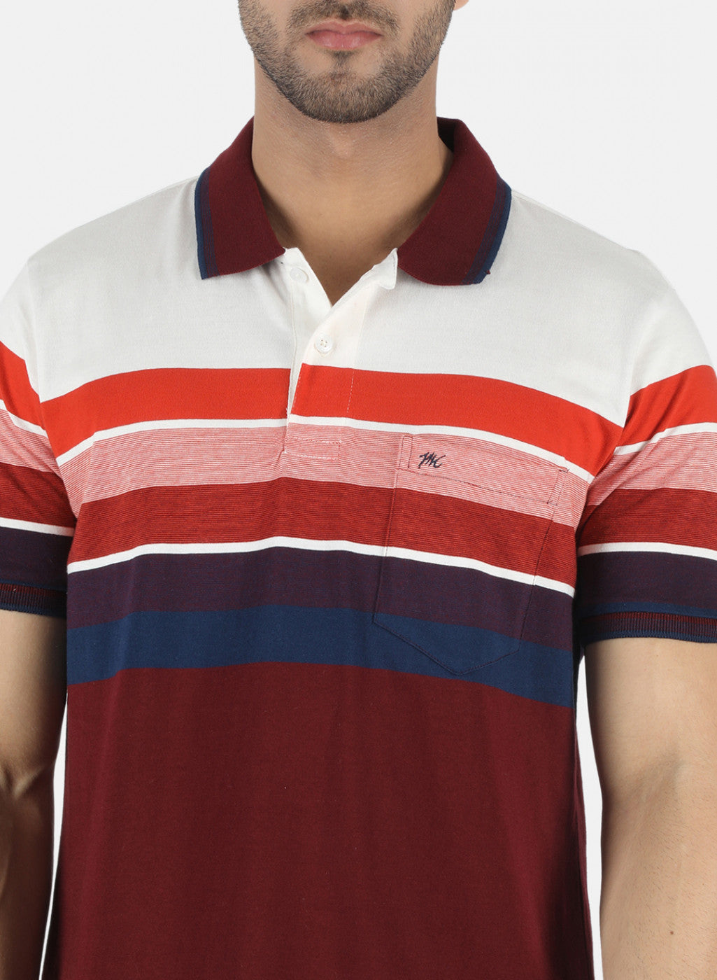 Men Orange Stripe T-Shirt