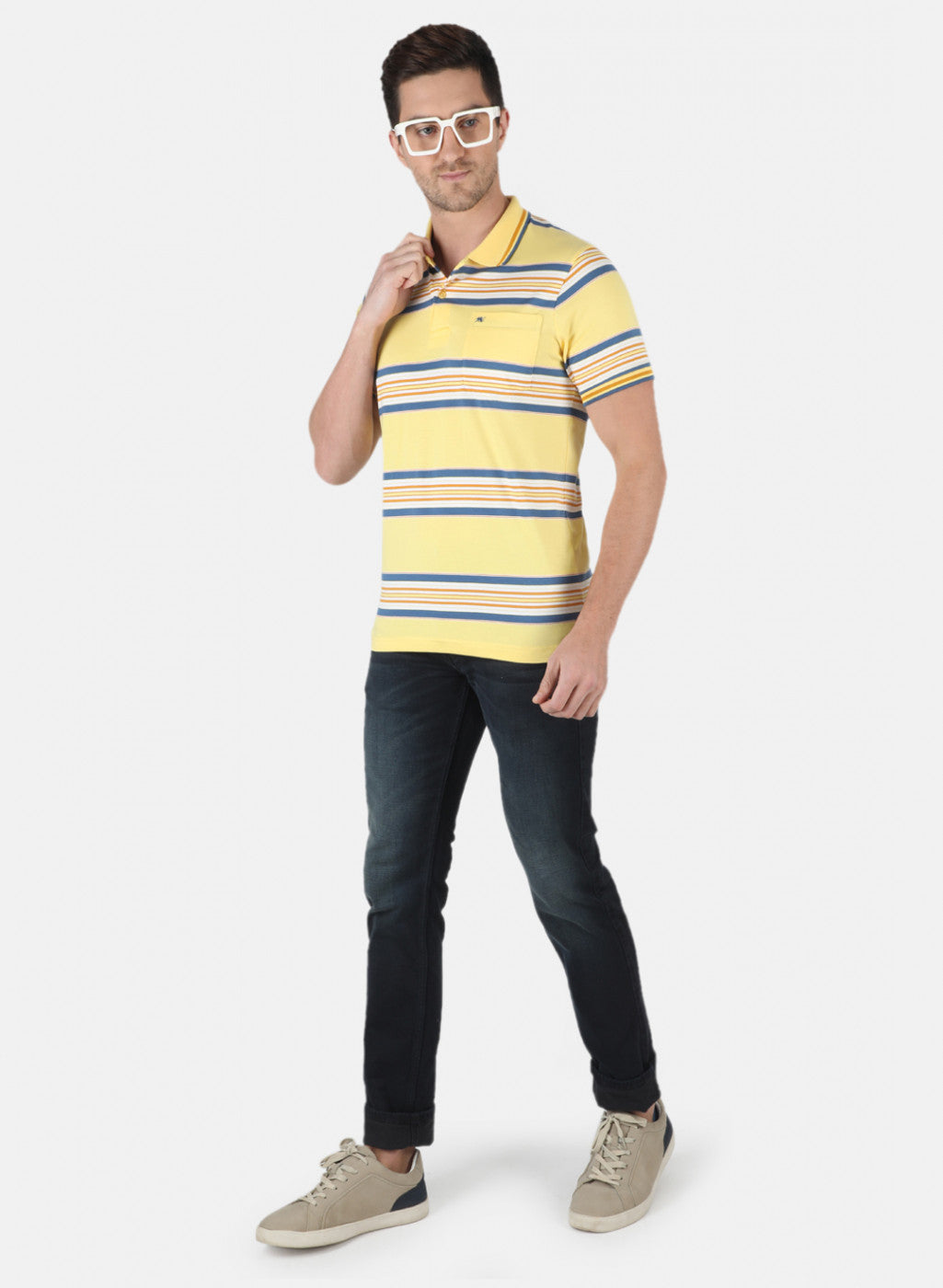 Men Yellow Stripe T-Shirt